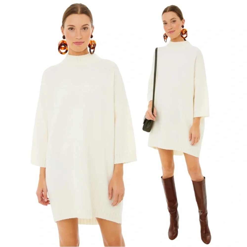 NWT Tuckernuck Tuckernuck Maxine Mock Neck Sweater Dress Large Ivory Cream